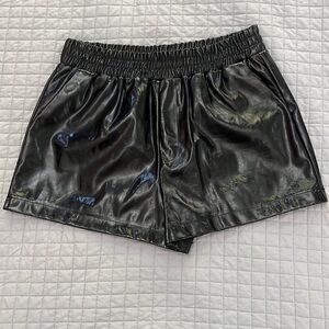 Black Pleather High Waisted Shorts
